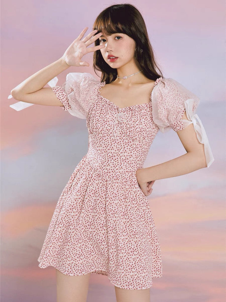 Strawberry Mist Floral Mini Dress - Premium Dress from Mummy Cat - Just $42.00! Shop now at Peiliee Shop