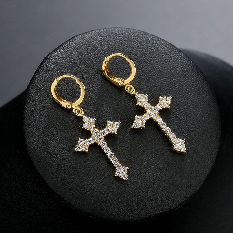 Get trendy with Saint Rose Crystal Cross Earring -  available at Peiliee Shop. Grab yours for $12 today!