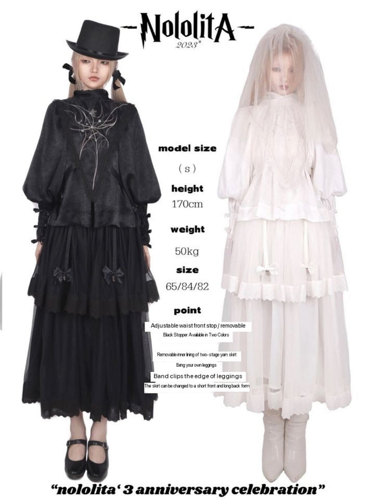 [Nololita Pre-order till Nov 2023] After Rain Gothic Set with satin shirt and skirt - Premium  from NOLOLITA - Just $42.00! Shop now at Peiliee Shop