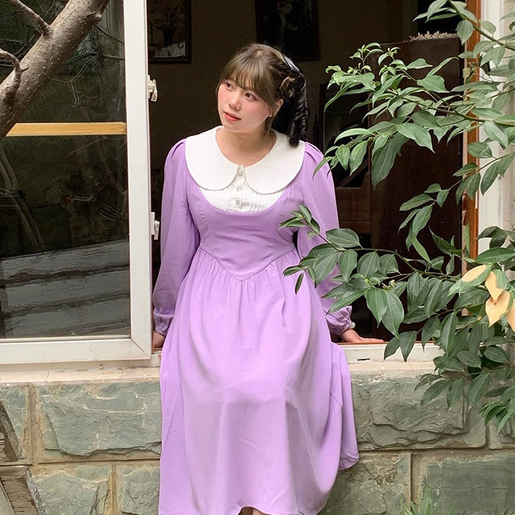 Get trendy with [Curve Beauty] Love in Provence Lavender Dress - Dresses available at Peiliee Shop. Grab yours for $36.80 today!