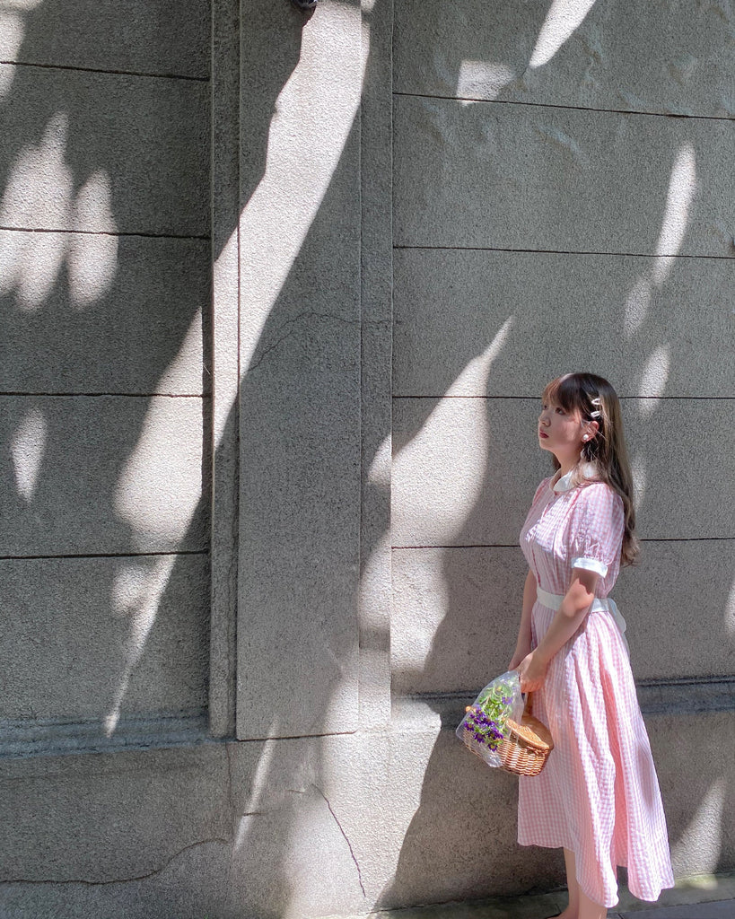 Get trendy with [Premium Selected] Arrived In Dream Land Gingham Dress (designer Rose Candy) -  available at Peiliee Shop. Grab yours for $45 today!