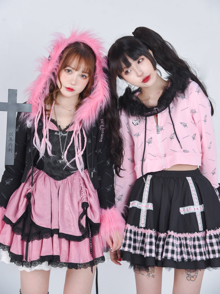 Get trendy with Evil Tooth Gothic Heart Faux Fur Hoody Y2k - Top available at Peiliee Shop. Grab yours for $46.80 today!