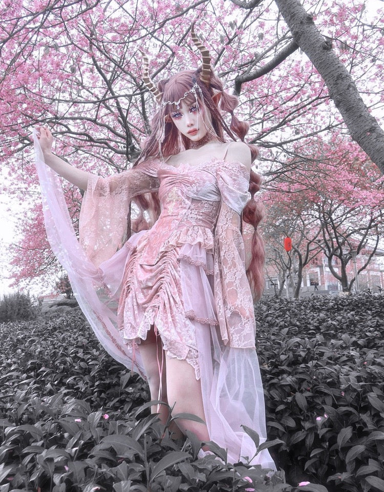Get trendy with Sakura Dream Velvet Corset Top With Sleeves - Shirts & Tops available at Peiliee Shop. Grab yours for $55 today!