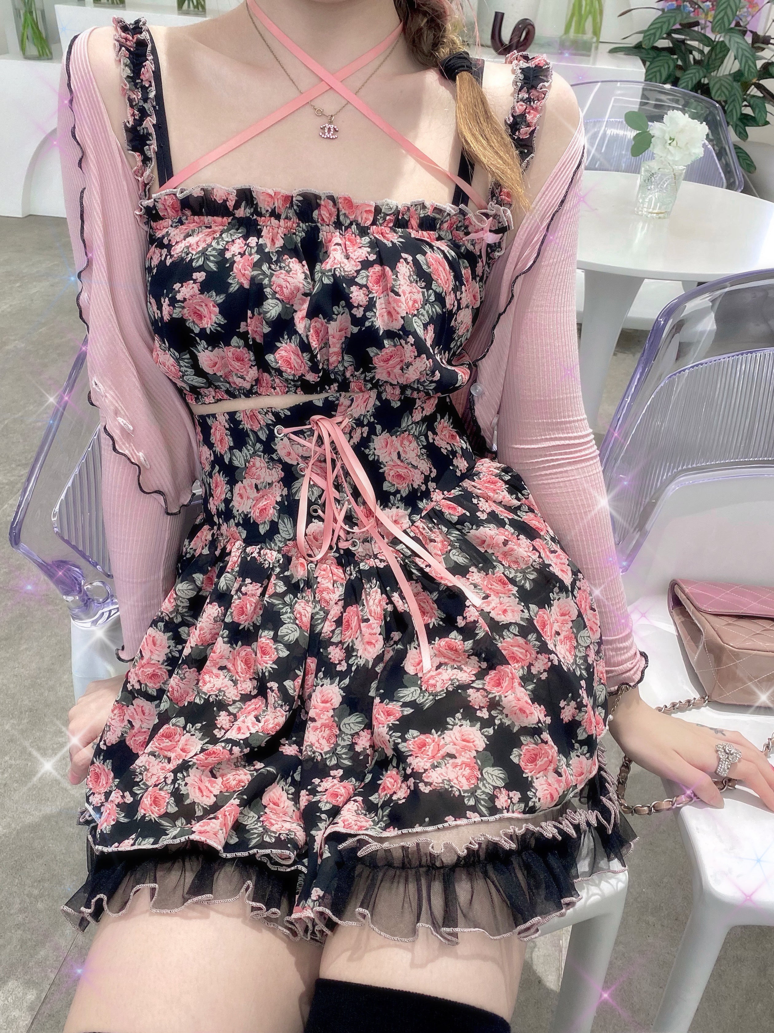 Get trendy with [Premium Selected] Rozen Maiden Floral Set Mini Dress (designer Arilf) -  available at Peiliee Shop. Grab yours for $54 today!