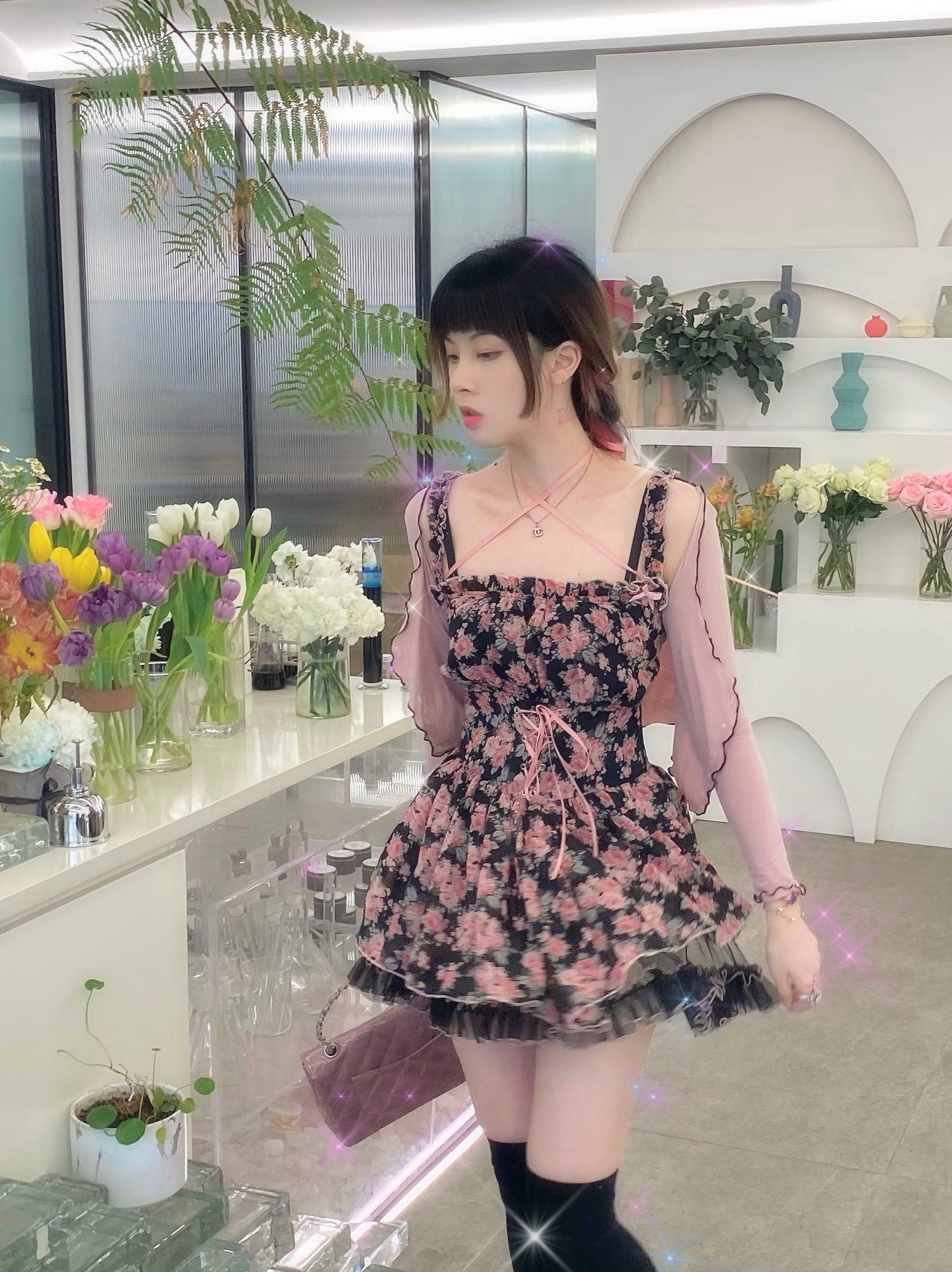 Get trendy with [Premium Selected] Rozen Maiden Floral Set Mini Dress (designer Arilf) -  available at Peiliee Shop. Grab yours for $54 today!