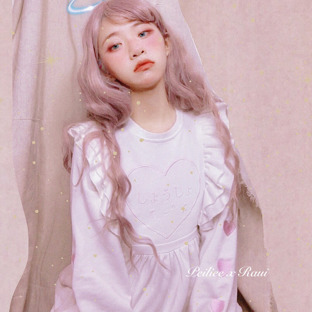 [Raui Design] Cotton Candy Met Peach Mousse Long Sleeve babydoll dress - Premium  from Peiliee Shop - Just $35.00! Shop now at Peiliee Shop