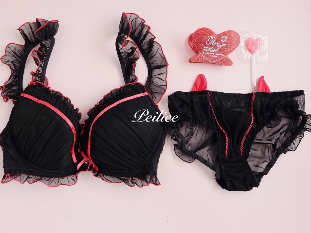 [Cosplay Lingerie ] Sweet Devil 3D Wings Bra Set - Premium  from Peiliee - Just $25.00! Shop now at Peiliee Shop