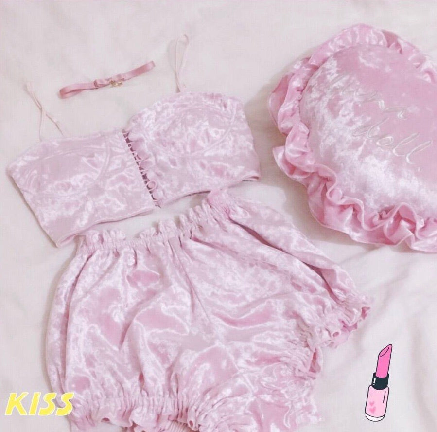 Get trendy with [Pillow] Luna Doll Sakura Cocoa Home Wear Set -  available at Peiliee Shop. Grab yours for $45 today!