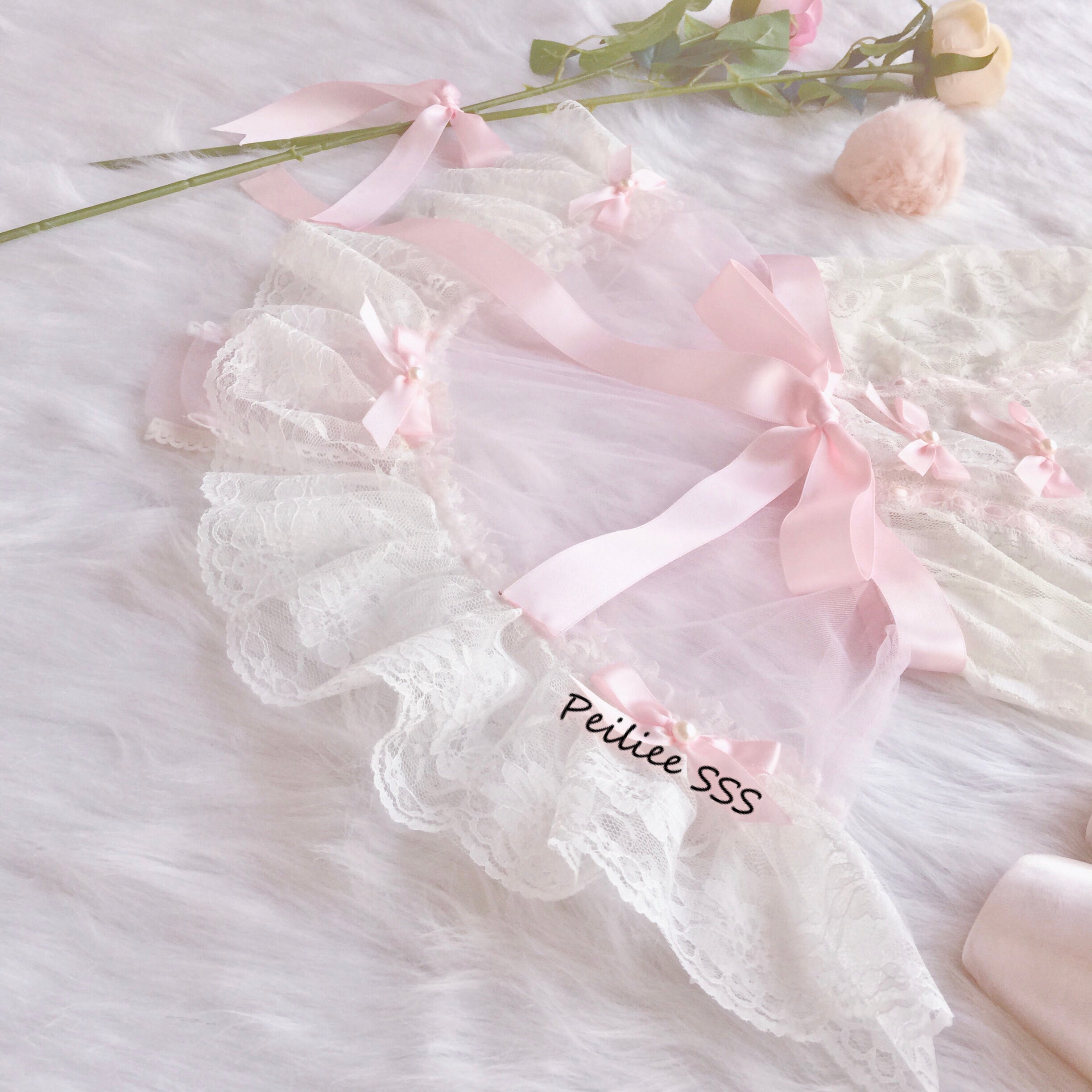 Get trendy with Handmade Angelic Poupee Peche Pink Bodysuit - physical available at Peiliee Shop. Grab yours for $45 today!